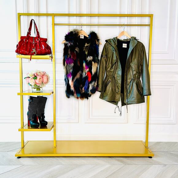 SAM NY Mini Limelight Fox Fur Reversible Vest with Army Green Parka Size Small - Picture 15 of 16